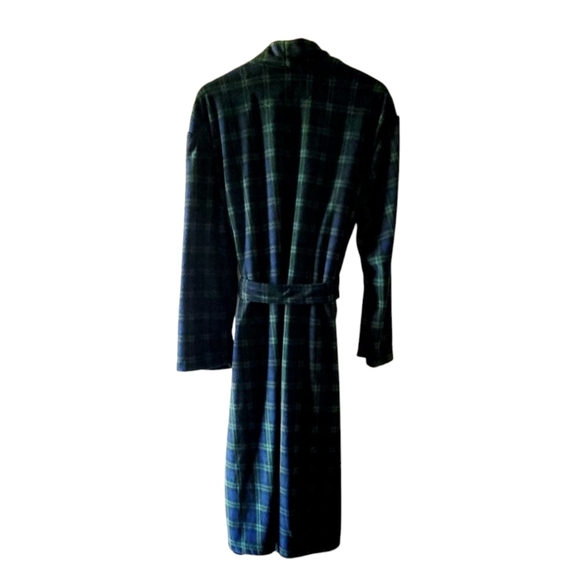 Joe Boxer Vintage Green and Navy Plaid Men's Fleece Robe ONE SIZE NWOT - Picture 2 of 5